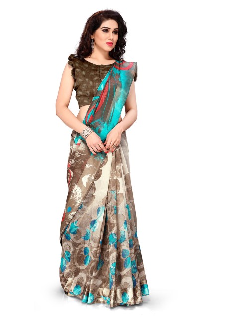 

KALINI Beige & Brown Polycotton Saree