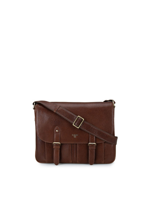 

Da Milano Men Brown Textured Messenger Bag