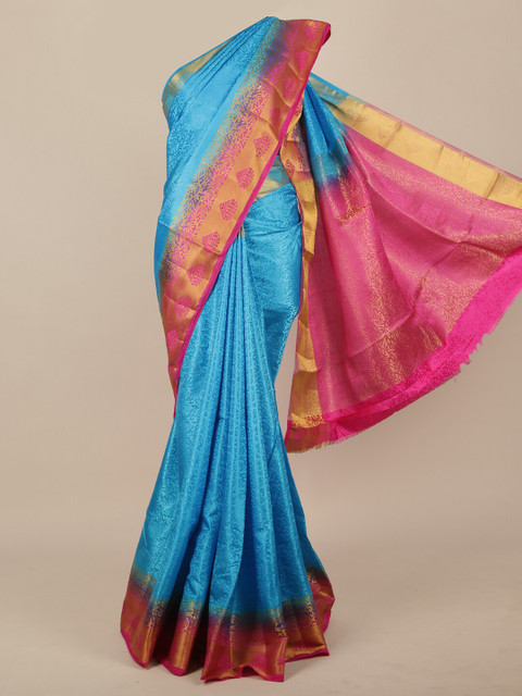 

Pothys Blue & Pink Woven Design Zari Jute Silk Saree