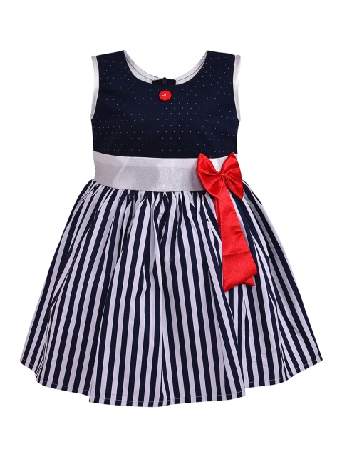 

Wish Karo Girls Navy Blue Fit & Flare Dress
