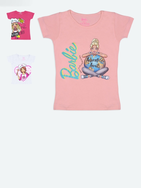 

Barbie Girls Multicoloured Pack of 3 Printed T-shirt, Multi
