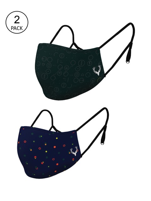 

Allen Solly Men Pack- 2Pcs 3-Ply Reusable Pure Cotton Cloth Masks, Navy blue