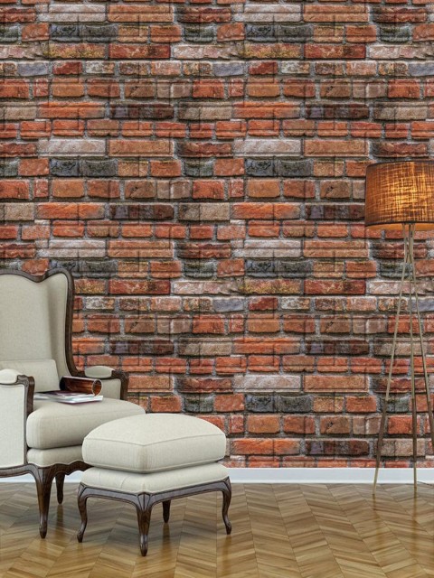 

Jaamso Royals Brown & Blue Set of 5 Brick Stone Printed Self Adhesive 3D Wallpapers