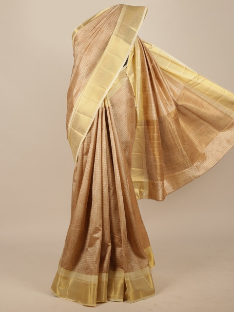

Pothys Cream-Coloured & Gold-Toned Zari Jute Silk Saree