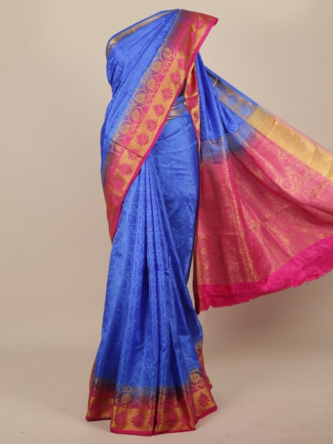 

Pothys Blue & Pink Woven Design Zari Jute Silk Saree