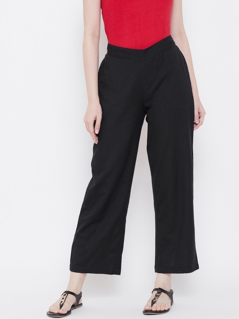 

Be Indi Women Black Straight Fit Parallel Trousers