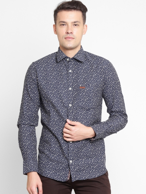 

Crimsoune Club Men Blue Slim Fit Micro Ditsy Printed Casual Shirt