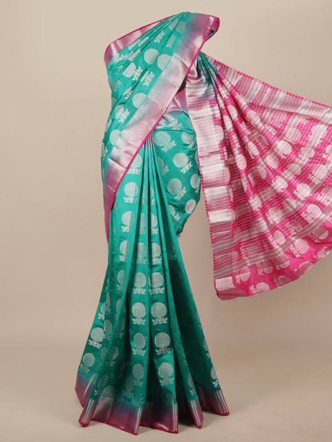 

Pothys Green & Pink Woven Design Zari Jute Silk Saree