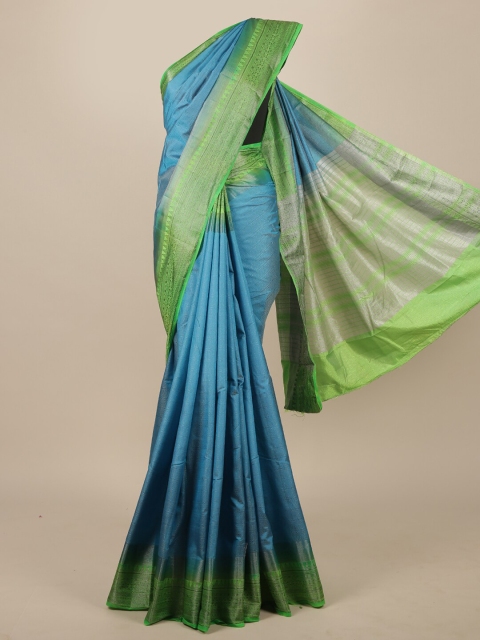 

Pothys Blue & Green Ethnic Motifs Zari Jute Silk Saree