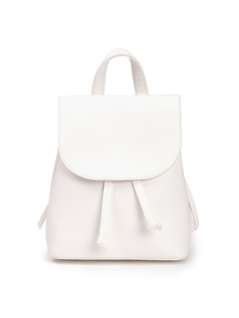 

FOREVER 21 Women White Faux Leather Flap-Top Backpack