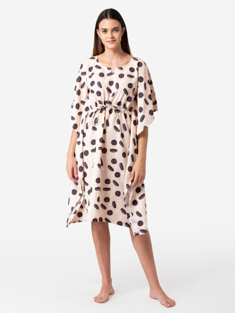 

Bellofox Peach-Coloured Printed Kaftan Sleepshirt