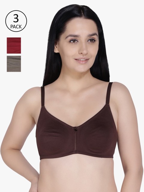 

Anoma Pack of 3 Brown & Olive Green Full Coverage T-shirt Bras ANM04-PK3