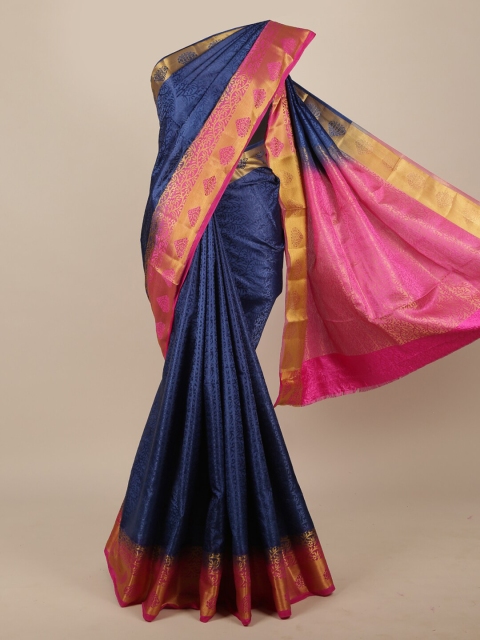 Pothys Navy Blue & Pink Woven Design Zari Jute Silk Saree