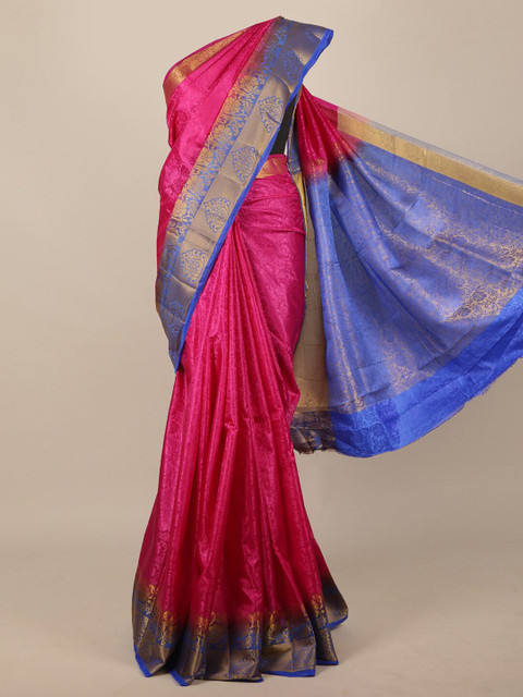 

Pothys Magenta & Blue Woven Design Zari Jute Silk Saree