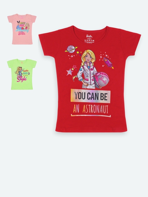 

Barbie Set of 4 Girls Printed Applique T-shirts, Multi