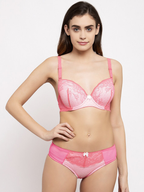 

MAKCLAN Women Pink Self-Design Lace Lingerie Set K_13020LQ