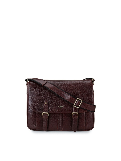 

Da Milano Men Burgundy Textured Messenger Bag