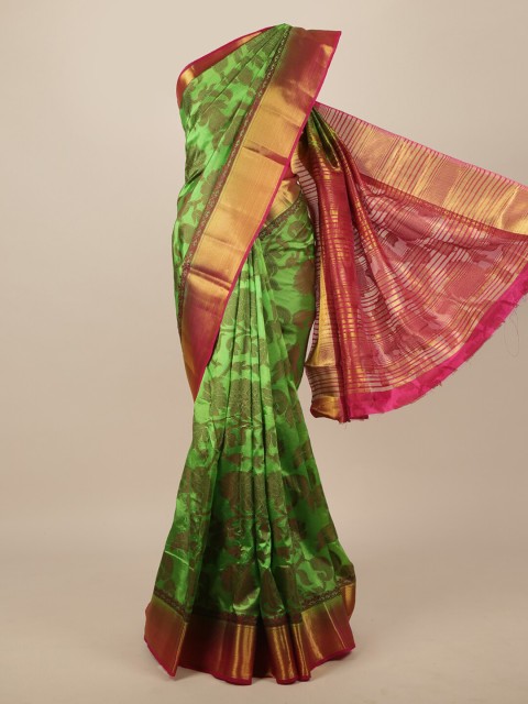 

Pothys Green & Pink Woven Design Jute Silk Saree