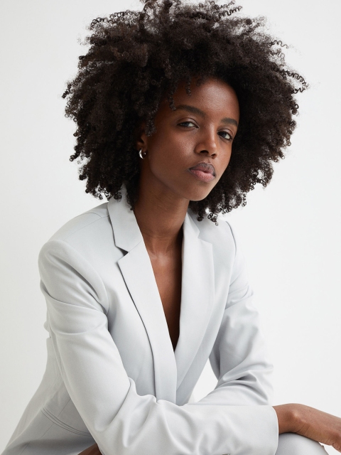 

H&M Women Grey Solid Fitted jacket