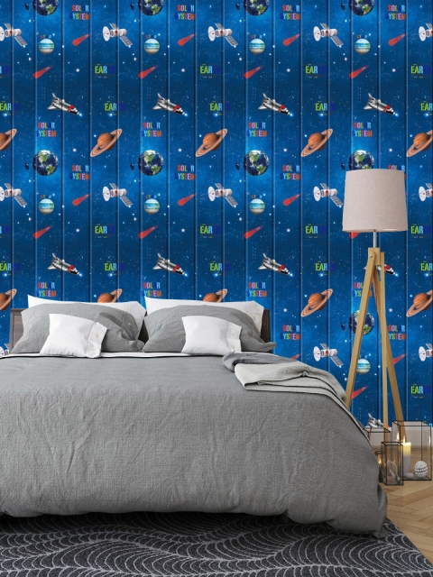 

Jaamso Royals Blue 3D Wall Penal PE Foam Self Adhesive 3D 1 Sheet Wallpaper