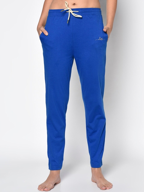 

METTLE Women Blue Solid Cotton Lounge Pants