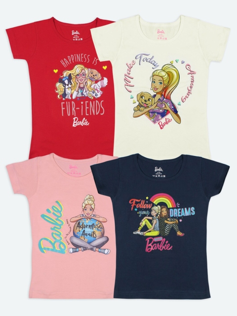 

Barbie Girls Multicoloured 4 Printed Applique T-shirt, Multi