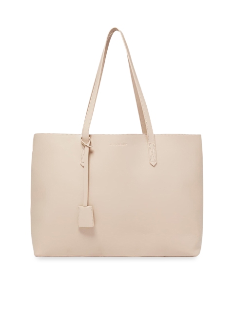 

Forever New Cream-Coloured Shopper Tote Bag with Tasselled