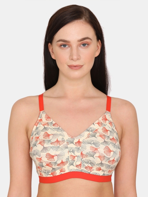 

Zivame Beige & Red Floral Everyday Bra Half Coverage