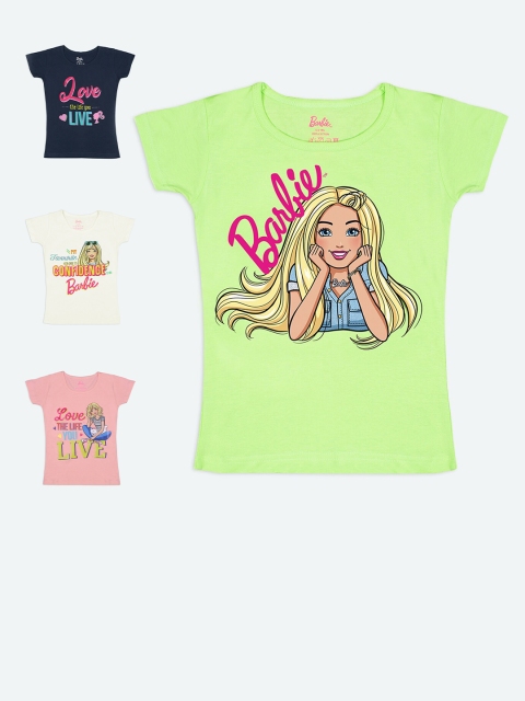 

Barbie Girls Pack of 4 Barbie Printed T-shirt, Green