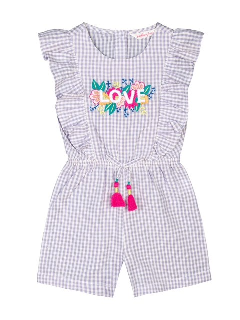 

Budding Bees Girls Purple Checked with Applique Jumpsuit