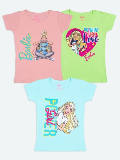 

Barbie Girls Pack-3 Multicoloured Typography Printed T-shirt, Multi