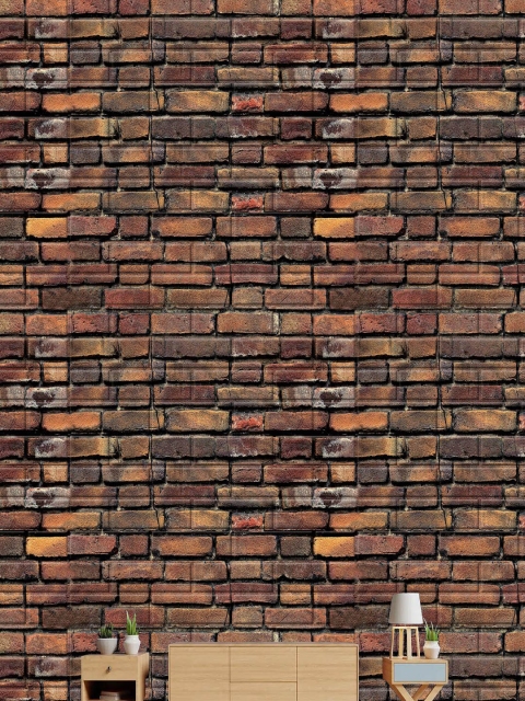 

Jaamso Royals Brown Set of 10 Brick Stone Printed Self Adhesive 3D Wallpapers