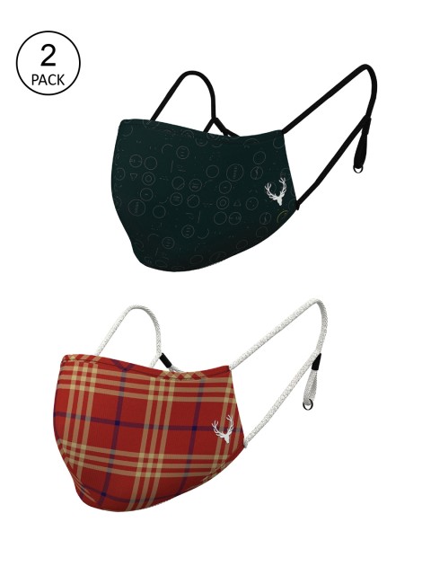 

Allen Solly Men Pack Of 2 Navy & Rust Reusable Pure Cotton Protective Outdoor FaceMasks, Navy blue