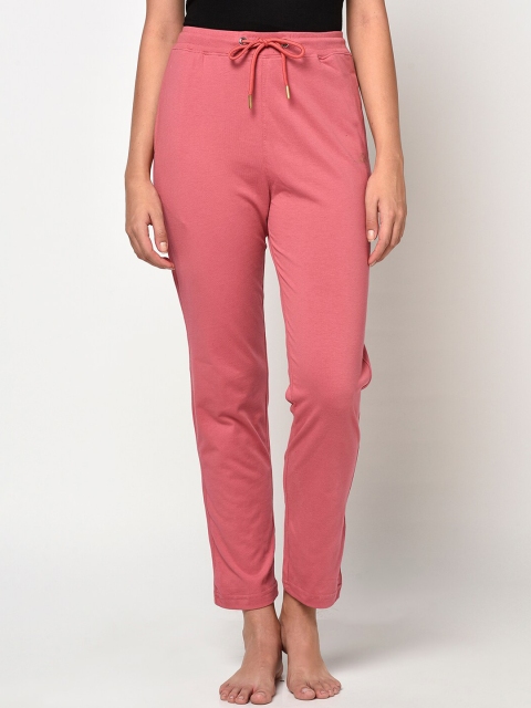 

METTLE Women Pink Solid Cotton Lounge Pants