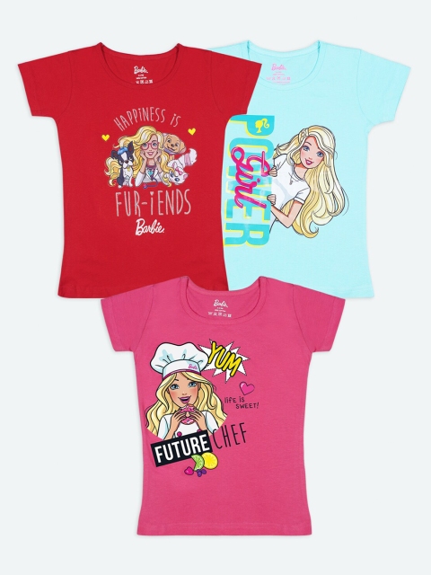 

Barbie Girls Multicoloured Typography 3 Printed Applique T-shirt, Multi