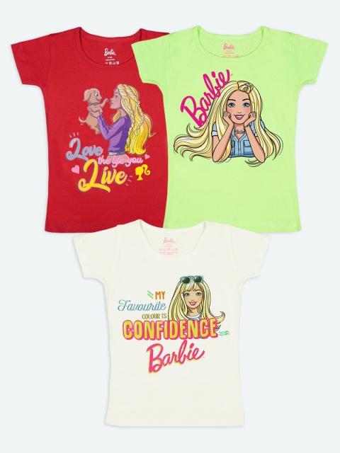 

Barbie Girls Multicoloured Typography 3 Printed Applique T-shirt, Multi