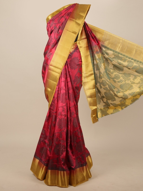 

Pothys Pink & Gold-Toned Woven Design Jute Silk Saree