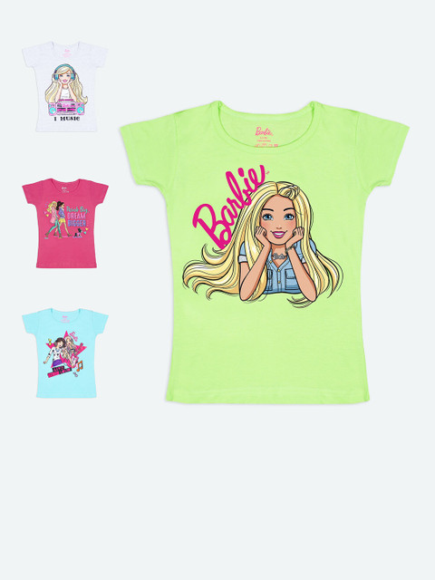 

Barbie Girls Multicoloured Pack of 4 Cotton Printed T-shirts, Multi