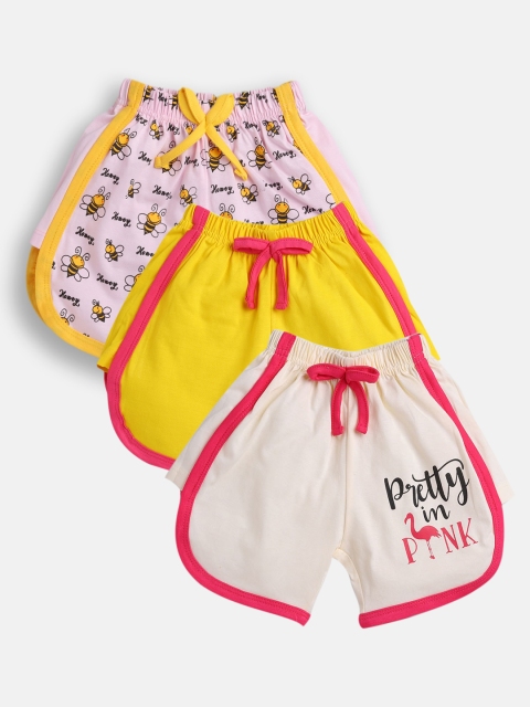 

Nottie Planet Girls Pack of 3 Printed Mid-Rise Regular Shorts, Multi