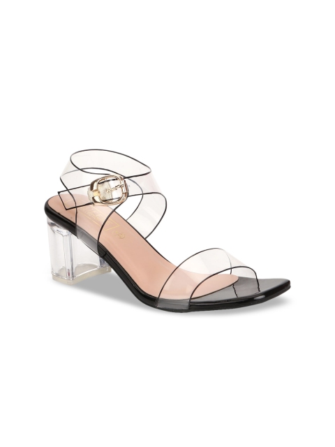 

Truffle Collection Black & Transparent Block Heel Sandals