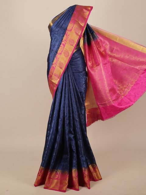 

Pothys Navy Blue & Pink Woven Design Zari Jute Silk Saree
