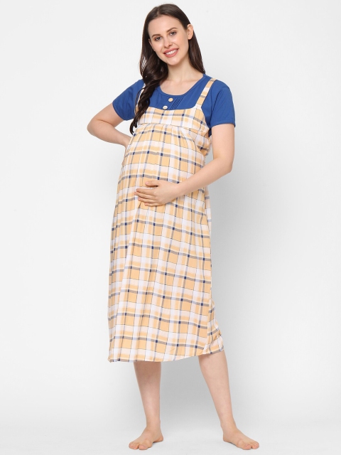 

Sweet Dreams Yellow Checked Maternity Maxi Nightdress