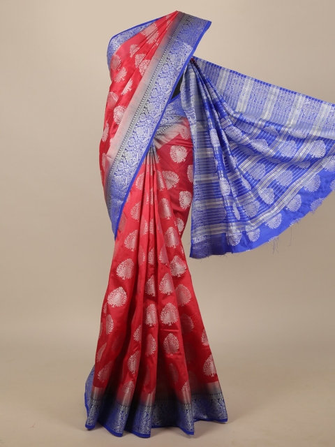 

Pothys Red & Blue Ethnic Motifs Zari Jute Silk Saree