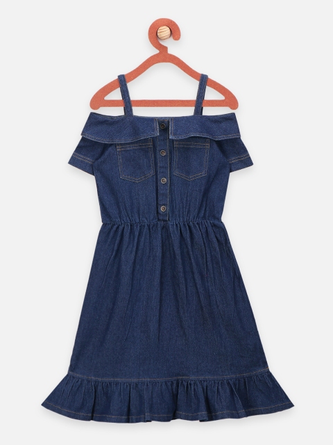 

LilPicks Girls Blue Denim Dress