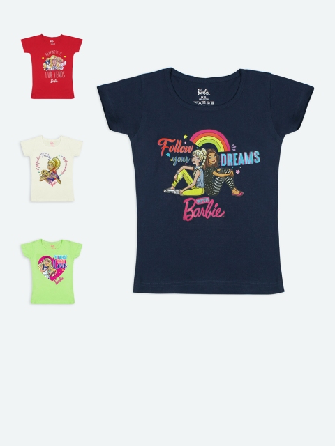 

Barbie Girls Pack Of 4 Printed T-shirt, Blue