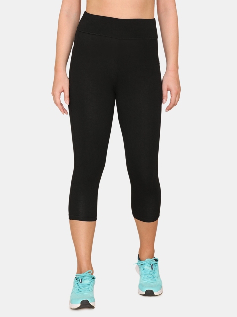 

Zelocity by Zivame Solid Black High Rise Nouveau Soft Capri - Anthracite
