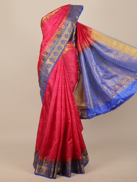 

Pothys Pink & Blue Woven Design Zari Jute Silk Saree