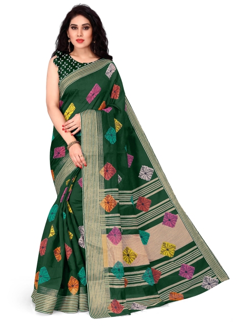 

KALINI Green & Beige Bandhani Zari Bandhani Saree