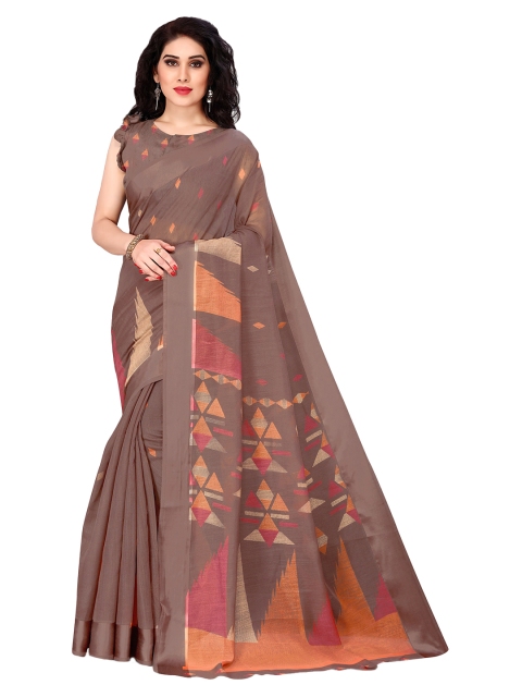

KALINI Brown & Orange Floral Bagh Saree
