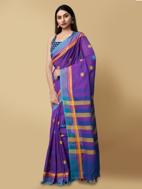 

Unnati Silks Women Violet Pure Handloom Chettinad Cotton Silk Sustainable Saree